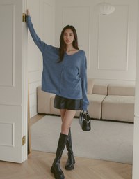 Solid Color Knit Oversized Sweater