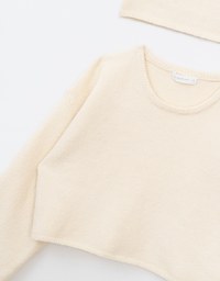 Long Sleeve Soft Knit Top (with Neck Scaft)