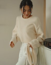 Long Sleeve Soft Knit Top (with Neck Scaft)