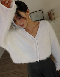 Long Sleeve Mohair Crop Knit Top