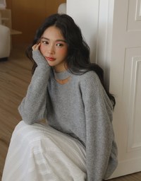 Halter Cutout Oversized Knit Sweater