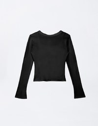 Long Sleeve Hollow Out Low Back Knit Padded Top