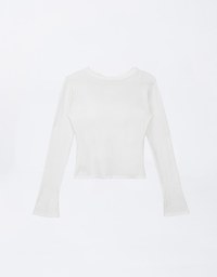 Long Sleeve Hollow Out Low Back Knit Padded Top