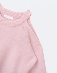 Solid Color One Shoulder Cut Out Knit Sweater Top