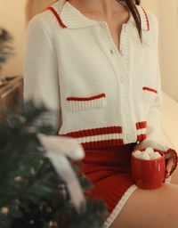 Christmas Themed Colorblock Knit Top