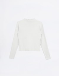 Solid Color Ruffled Edge Heavyweight Knit Top