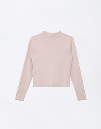 Solid Color Ruffled Edge Heavyweight Knit Top