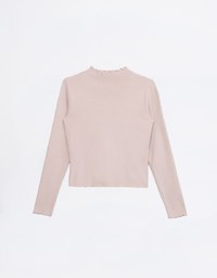 Solid Color Ruffled Edge Heavyweight Knit Top