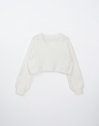 Long Sleeve V Neck Cable Knit Sweater