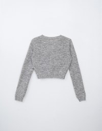 Long Sleeve V Neck Knitted Cropped Top