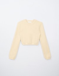 Mohair Blend Round Neck Cropped Top