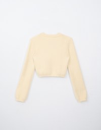 Mohair Blend Round Neck Cropped Top