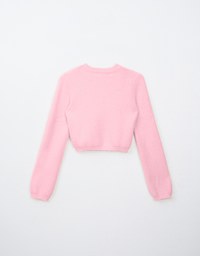 Mohair Blend Round Neck Cropped Top