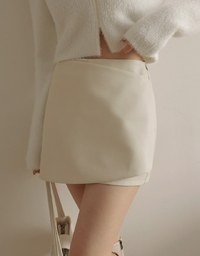 Asymmetric Faux Leather A Line Skort