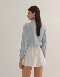 Faux 2 Piece Open Collar Cropped Blouse With Basic Camisole Set Wear