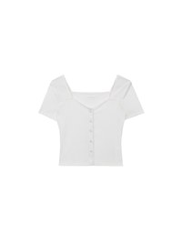 Classic Square Neck Button Up Ribbed Top