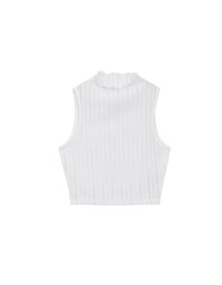 Sheer Half Turtleneck Sleeveless Striped Knit Tank Top