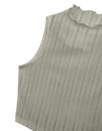 Sheer Half Turtleneck Sleeveless Striped Knit Tank Top