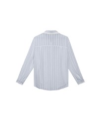 Collared Sheer Striped Long Sleeve Blouse