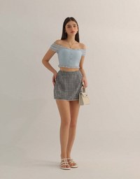 Classic Checkered Lace Hem Mini Skirt