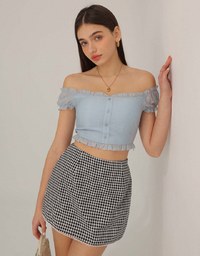 Classic Checkered Lace Hem Mini Skirt