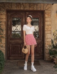 Classic Checkered Lace Hem Mini Skirt