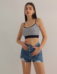 Distressed Frayed Hem Jeans Denim Shorts With Pockets