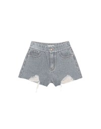 Distressed Frayed Hem Jeans Denim Shorts With Pockets