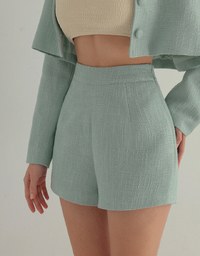 High Waist Chic Tweed Textured Shorts