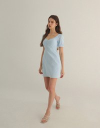 Knitted Back Hollow Out Padded Mini Dress