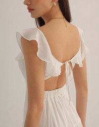 Layered Ruffle Back Cut Out Tiered Padded Maxi Dress