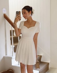 AIRY HOURGLASS Pleated Mini Dress With Strappy Cross Back Detail