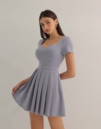 AIRY HOURGLASS Pleated Mini Dress With Strappy Cross Back Detail