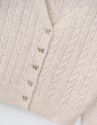 Bow-Knot Buttoned Cable Knit Cardigan