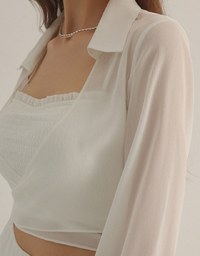 2 WAY Cooling Chiffon Front Tie Blouse With Cami Padded Top Set Wear