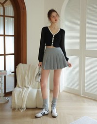 Long Sleeve Sheer Mesh Color Block Knitted Top