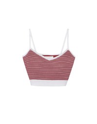 Contrast Trim Striped Knit Padded Cami Top