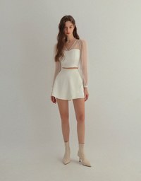 High Waist Asymmetrical Hem Mini Skort