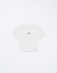 Air Space Logo Embroidered Ribbed Cropped Top