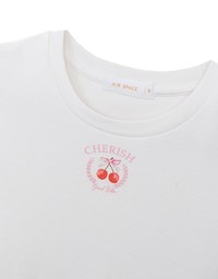 Crew Neck Cherish Cherry Graphic Short Sleeve Crop Top