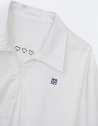 Air Space Logo and Heart Shaped Embroidered Collar Blouse