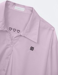 Air Space Logo and Heart Shaped Embroidered Collar Blouse