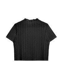 Sheer Half Turtleneck Striped Knit Top