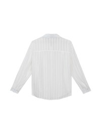 Collared Sheer Striped Long Sleeve Blouse