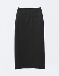 Padded Side Hips Suit Fabric Midi Skirt with Slit Perfect Body Curves