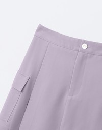 Solid A Line Pleated Mini Skirt With Pockets Details