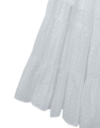 Lace Embroidered Shirred Detail Tiered Maxi Skirt