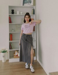 【Den!m LITE】Lightweight Soft Denim Slit Maxi Skirt