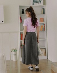 【Den!m LITE】Lightweight Soft Denim Slit Maxi Skirt