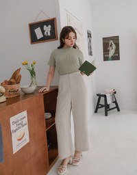 Airy Cool Pleated Straight Leg Wide Pants